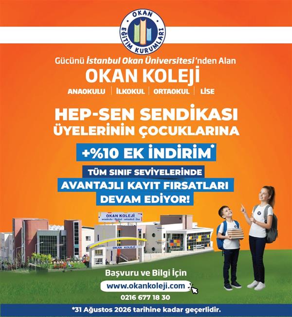 HEP-SEN SENDİKASI ÜYELERİNİN ÇOCUKLARINA %10 EK İNDİRİM